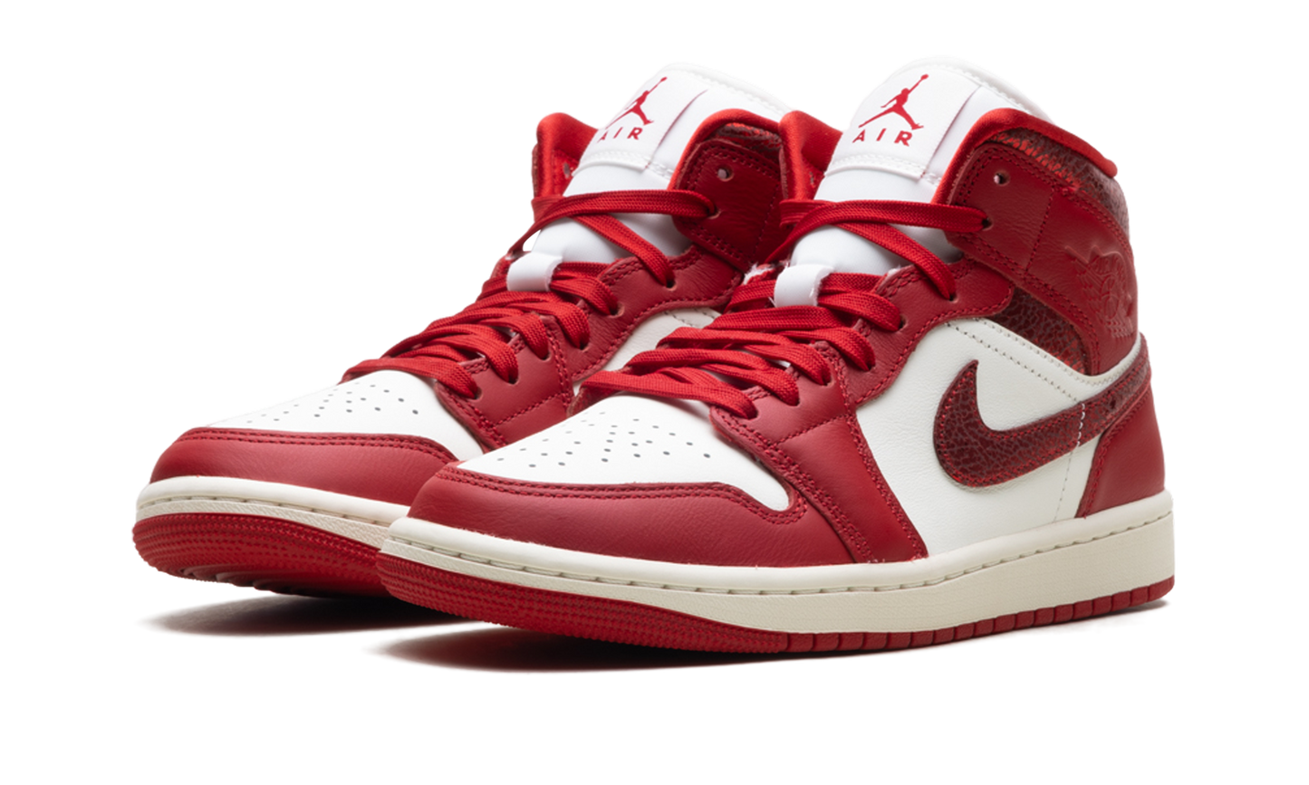Air Jordan 1 Mid WMNS "Red Cracked Leather" HJ9337 106