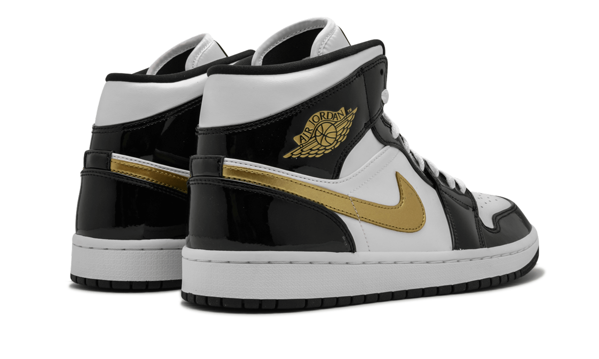 Air Jordan 1 Mid SE "Black Gold Patent Leather" 852542 007