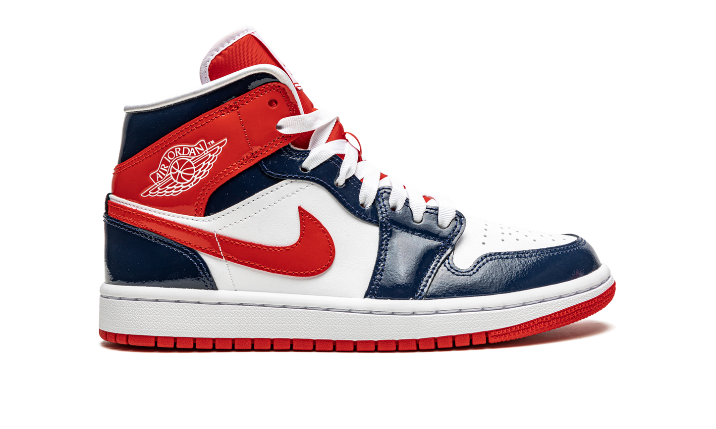 AIR JORDAN 1 MID WMNS "Patent Leather Navy / White / Red" DJ5984 400