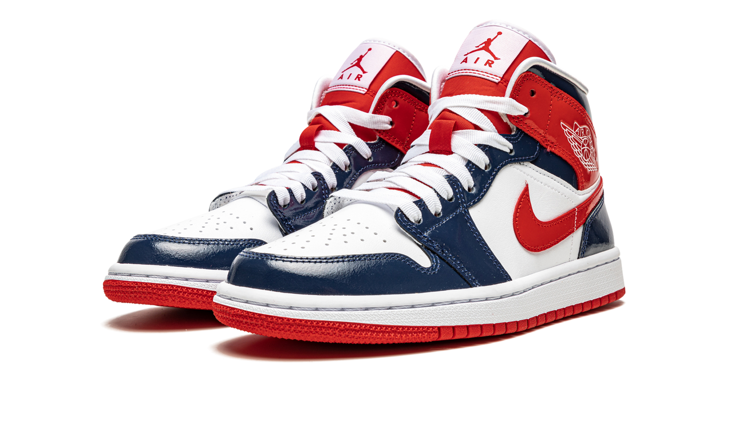 AIR JORDAN 1 MID WMNS "Patent Leather Navy / White / Red" DJ5984 400