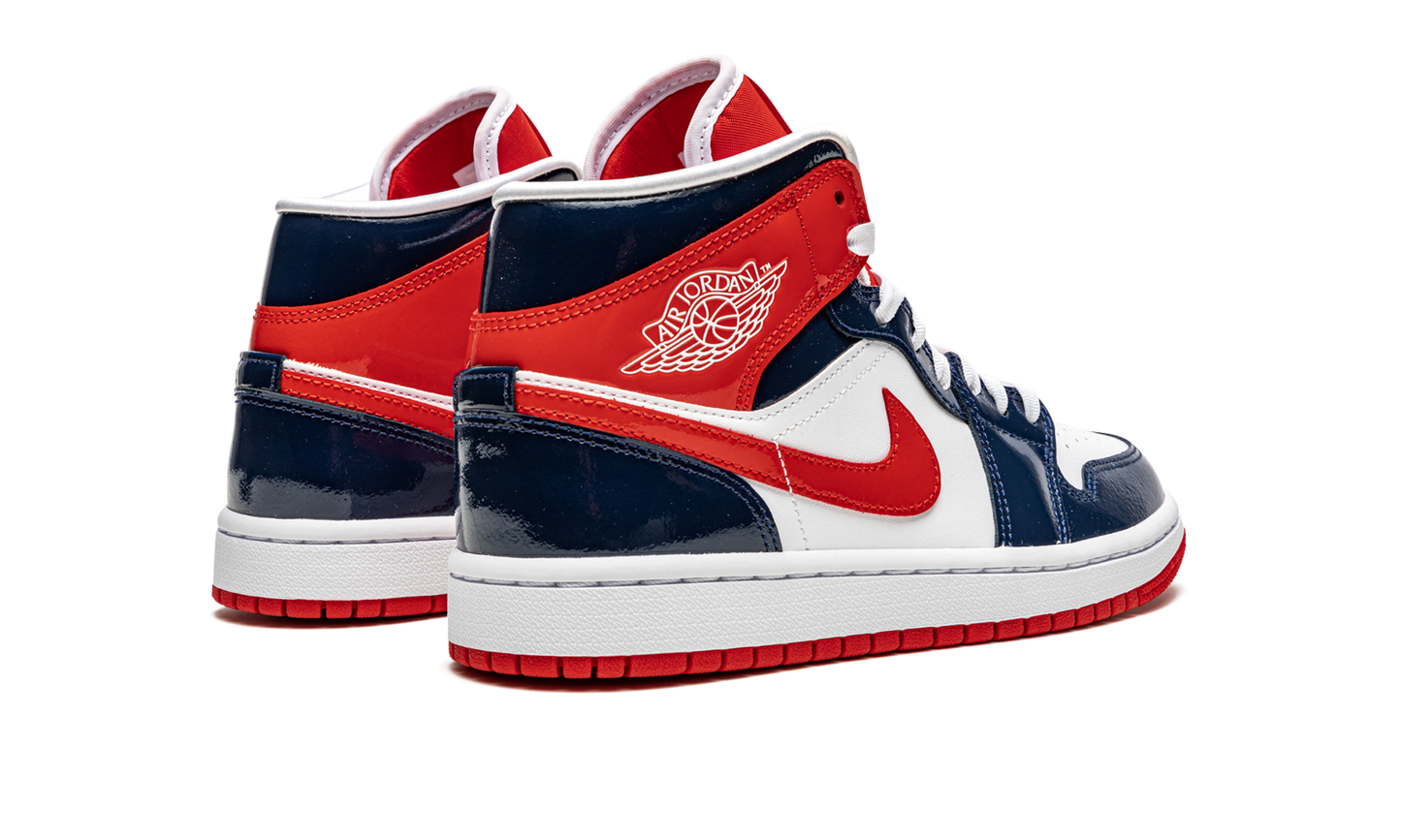 AIR JORDAN 1 MID WMNS "Patent Leather Navy / White / Red" DJ5984 400
